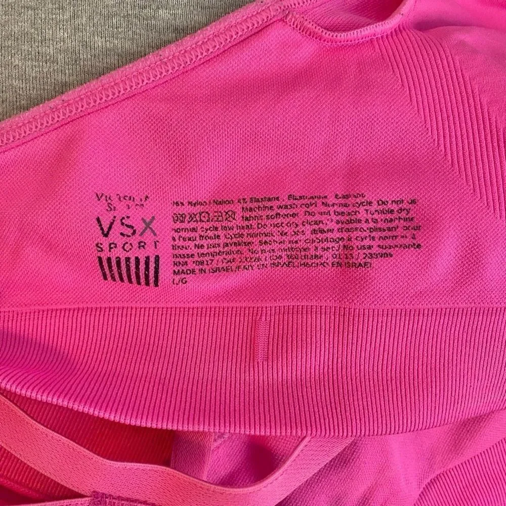 VSX Victoria’s Secret Sports Bra Pink Racerback Low Medium Impact Size Large